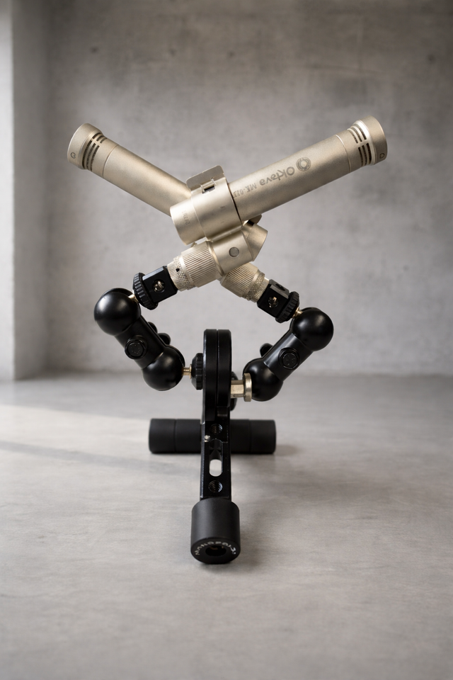 Desktop mic stand built with Manofold